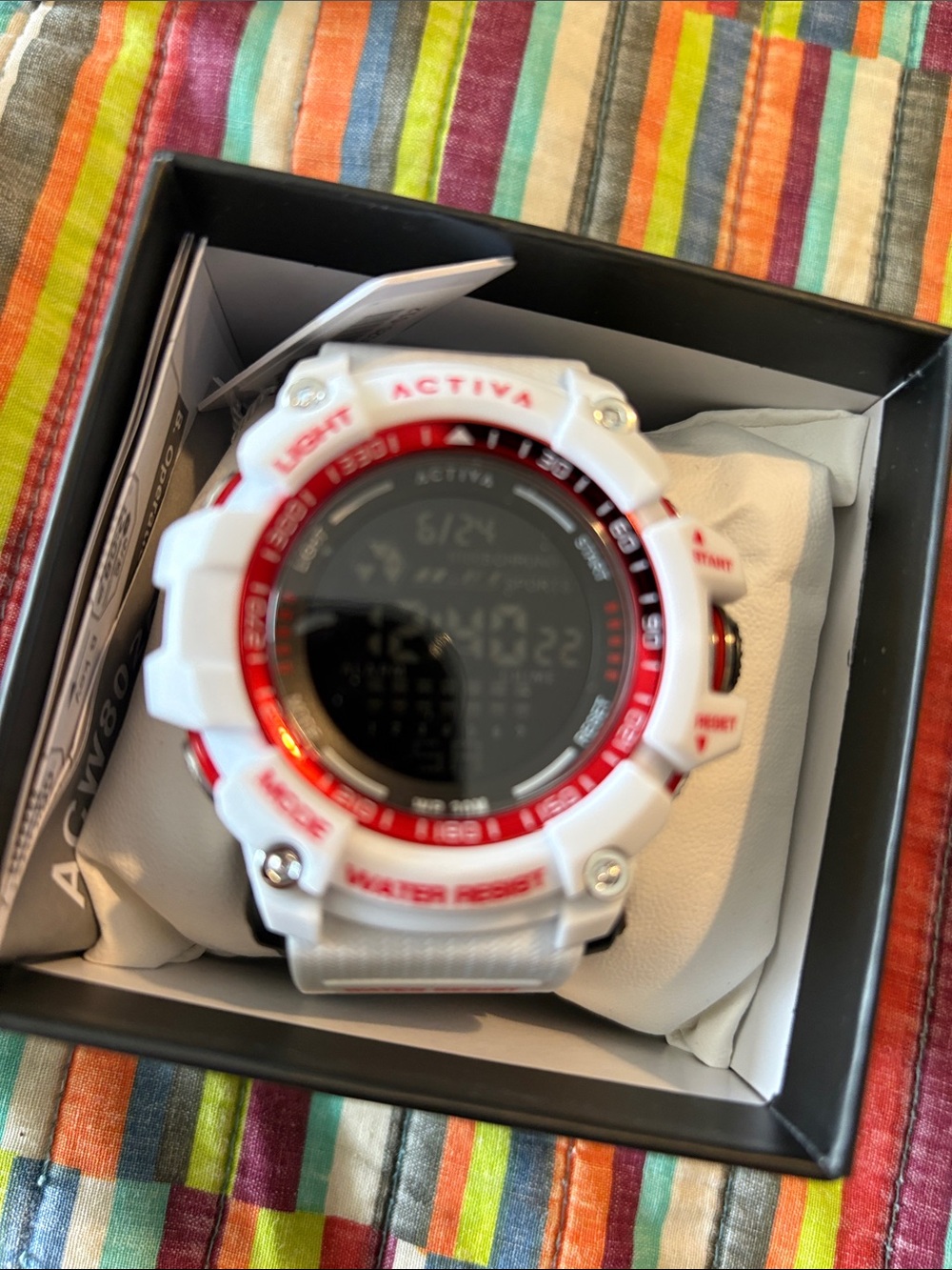 Activa x invicta white red waterproof watch digital with a light